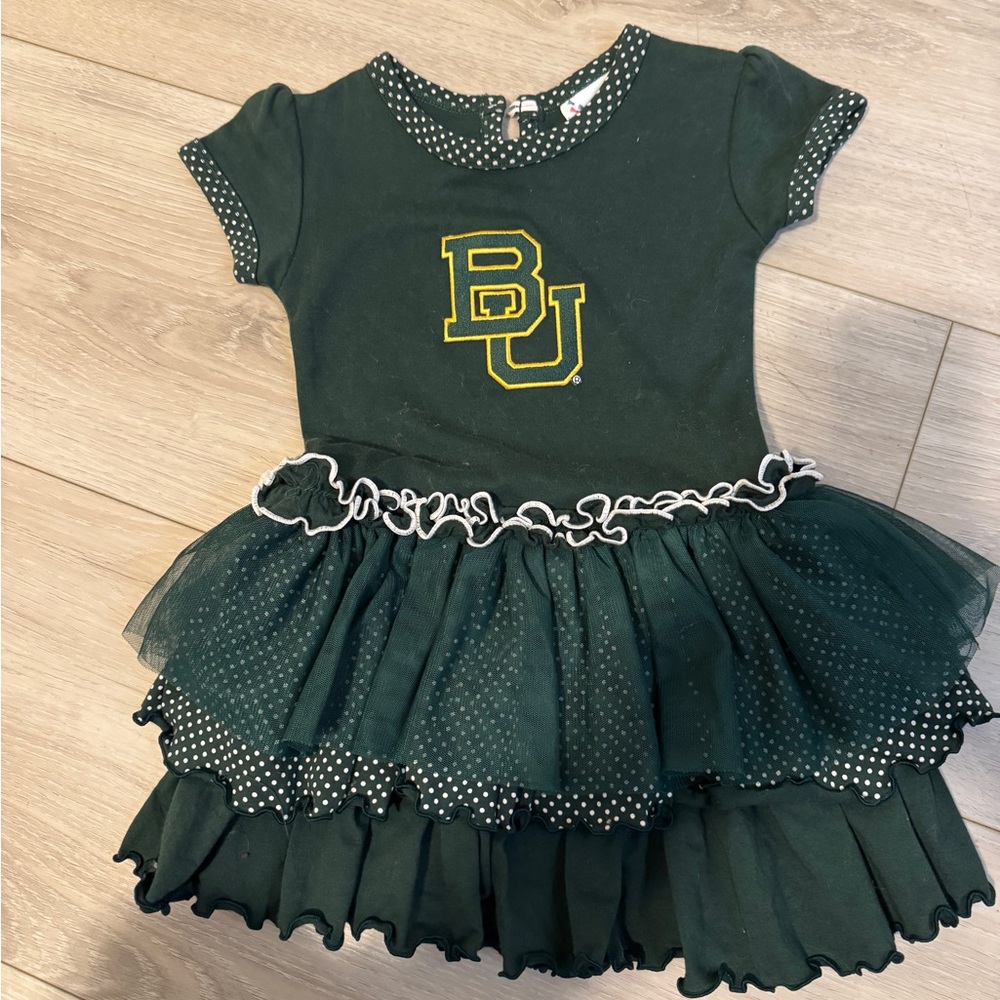 Charming Baylor Green Dress with Ruffled Skirt- 2T